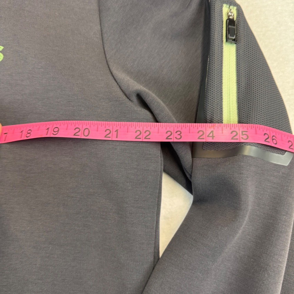BOSS Men Sweatshirt Quarter Zip Pullover Charcoal Green Logo Athleisure Size L - Picture 6 of 8